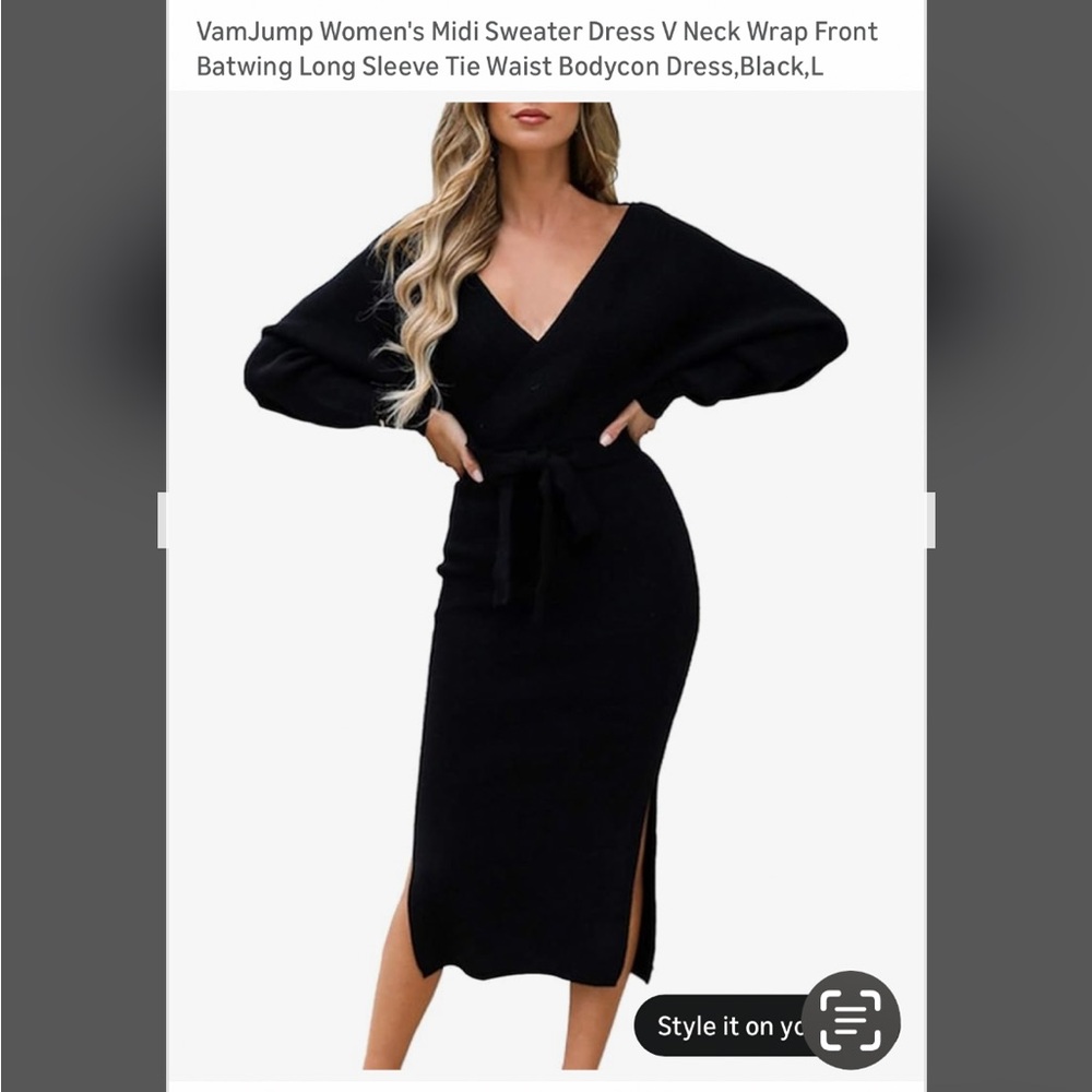 Jump Women's Elegant Black Long Sleeve Dress